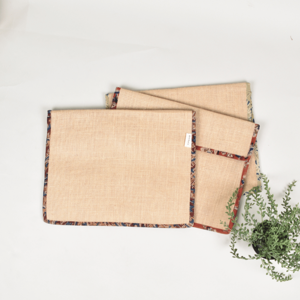 Jute slip folder with kalamkari borders