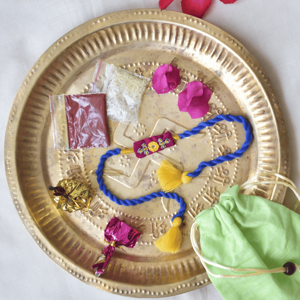 Purple Embroidery Handloom Rakhi