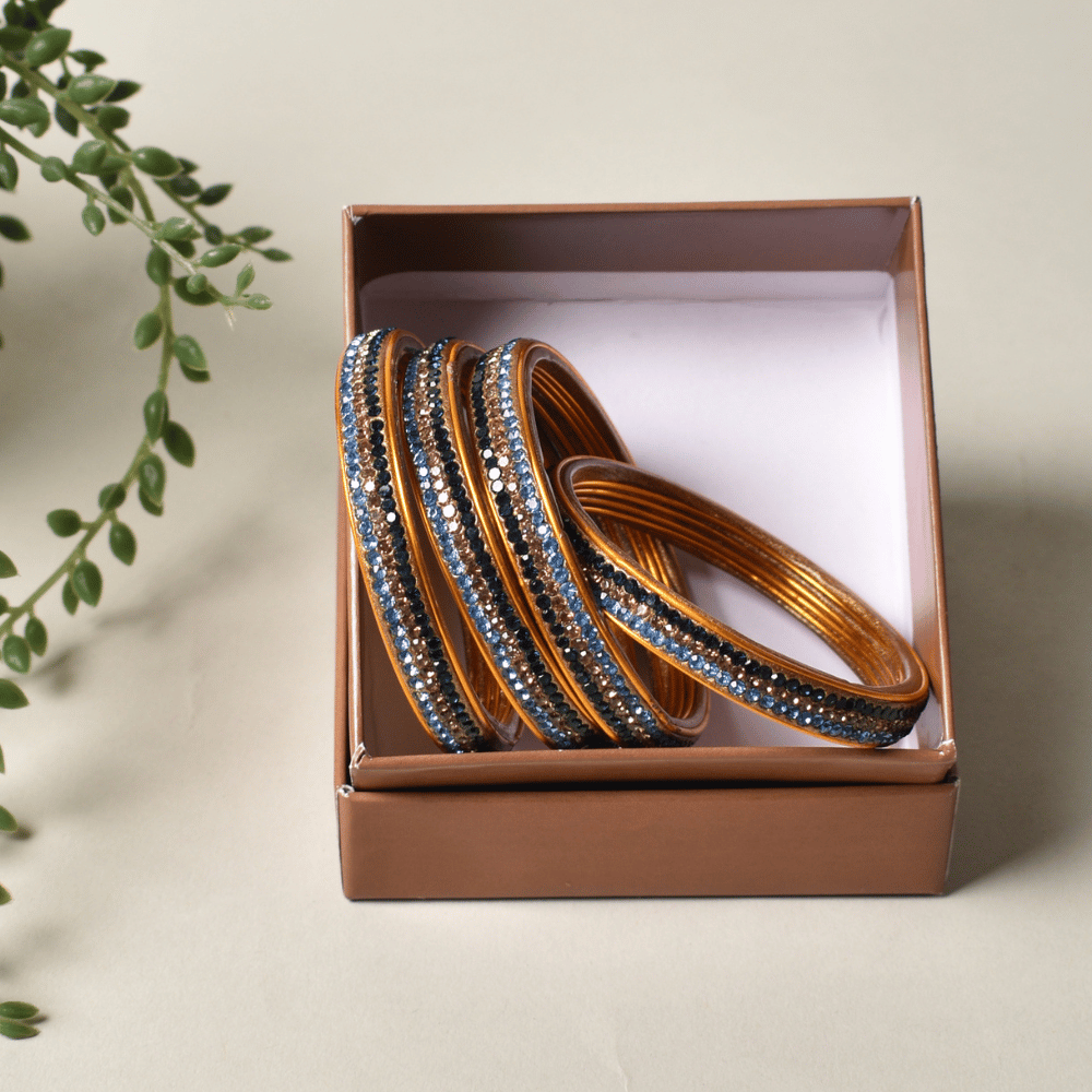 Lac bangles in blue and black tones - traditional