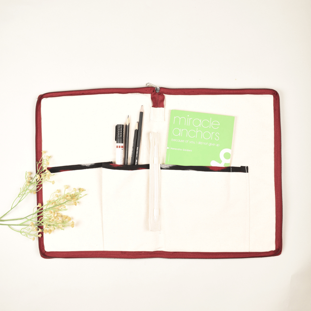 Black ikat file folder - inside