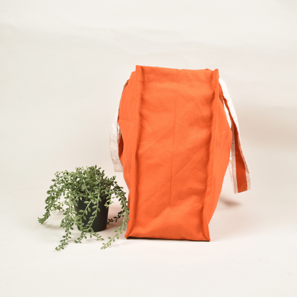 Orange canvas shopping bag - side
