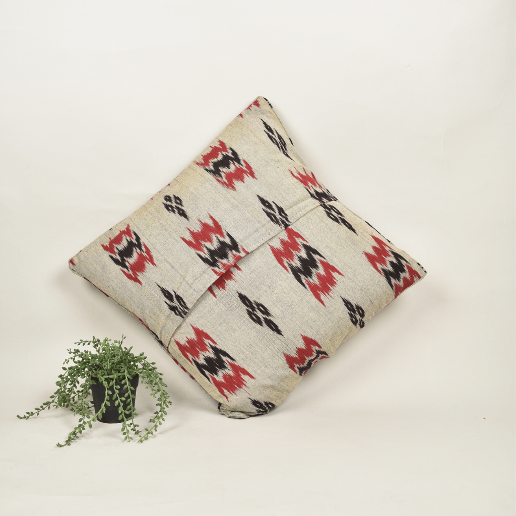 Ivory Ikat Cotton Cushion Cover