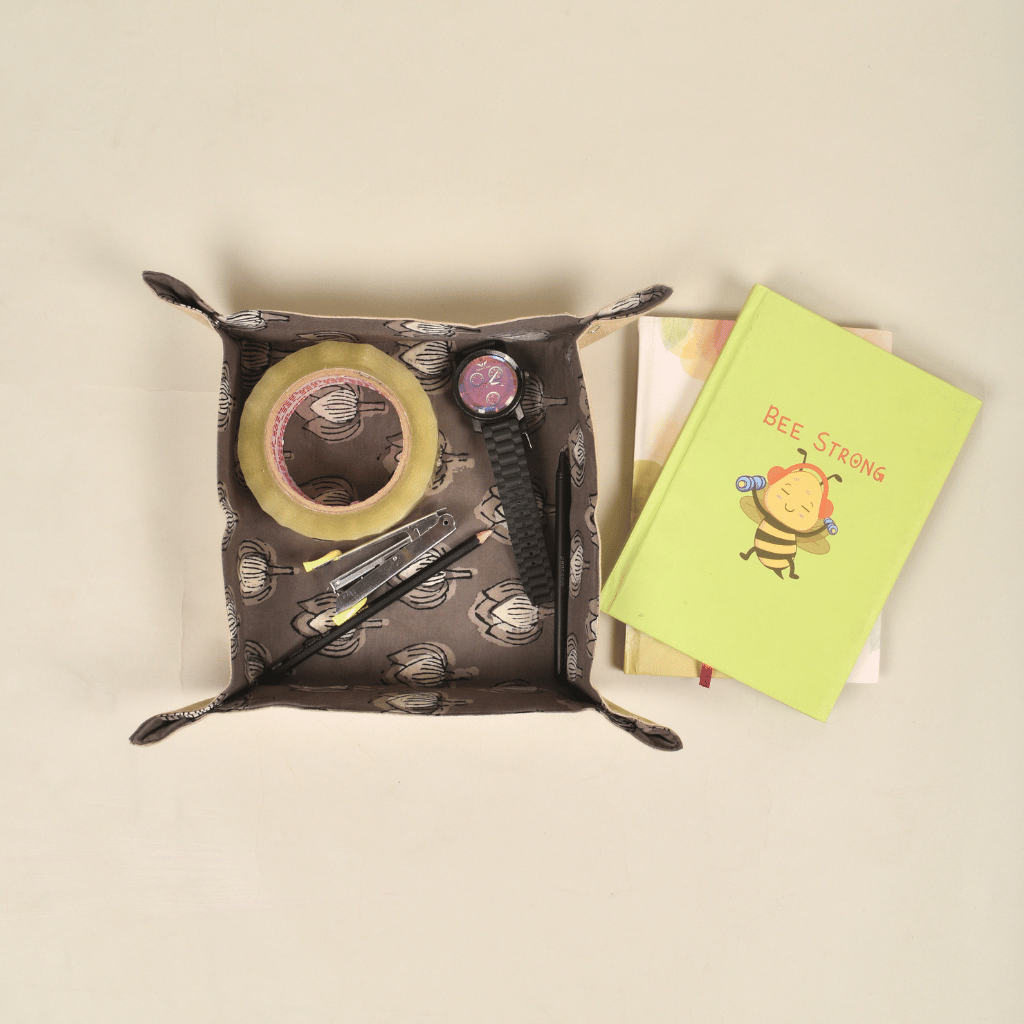 Grey Kalamkari Stationery Tray