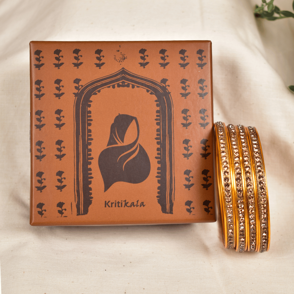 Gold-Tone Single Line Lac Bangles Set - Kritikala