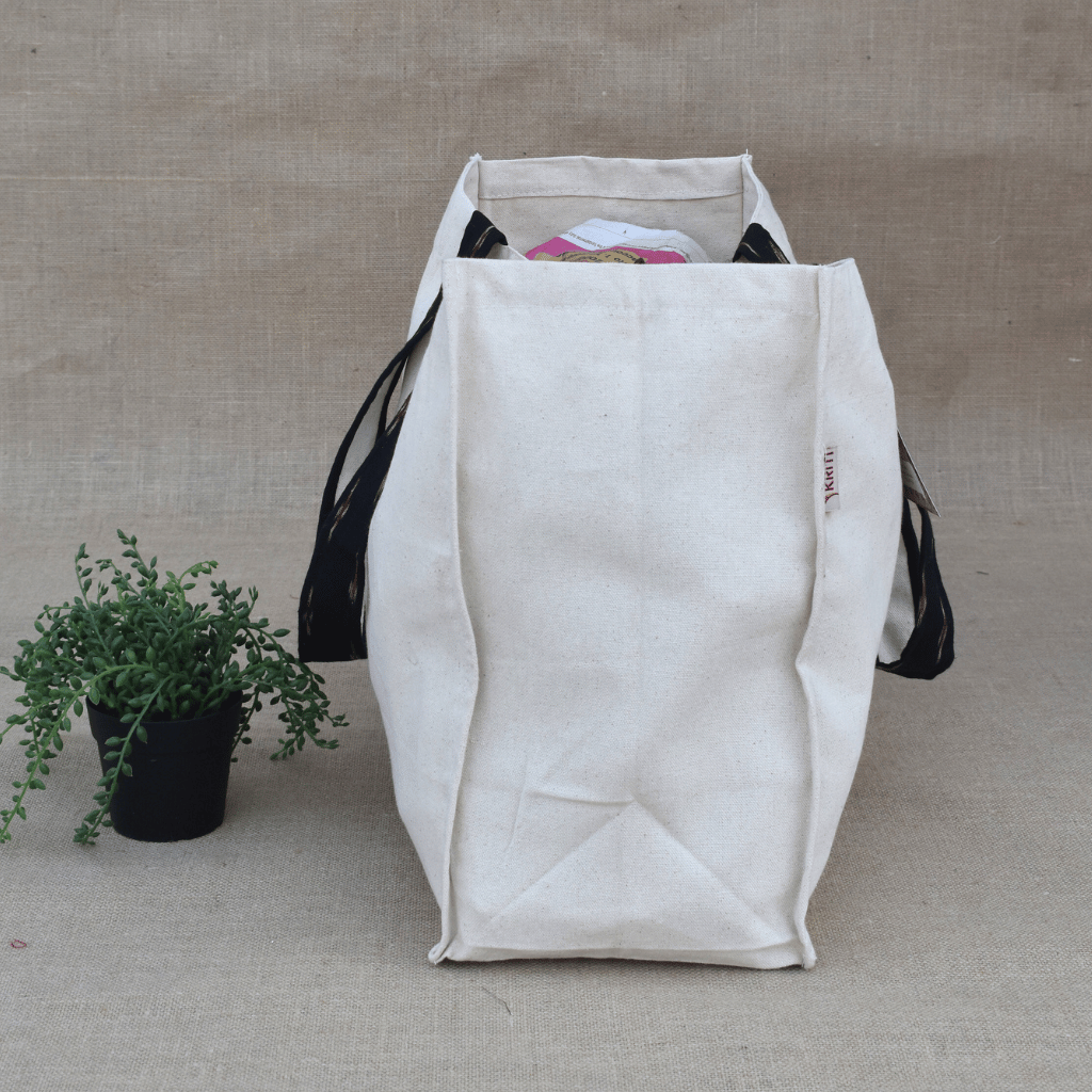 White canvas shopping bag - side
