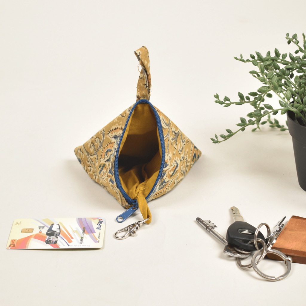 Yellow Kalamkari Small Coin Purse