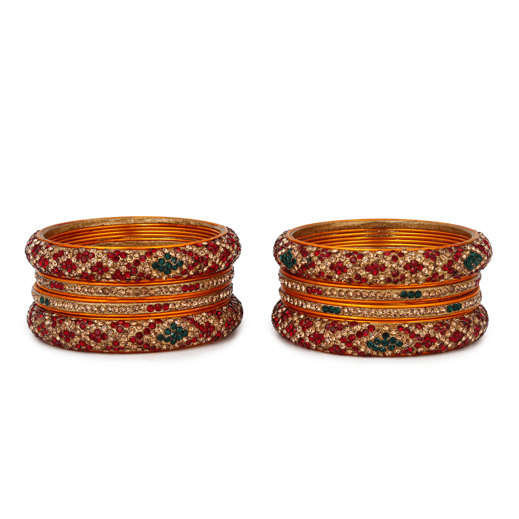 Set Of Eight Bangles in Maroon & White Tones - women