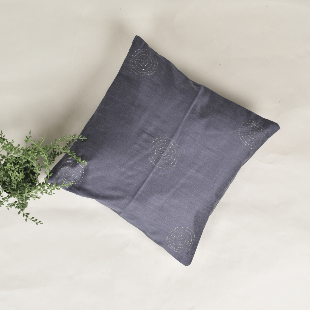 Grey embroidery cushion cover