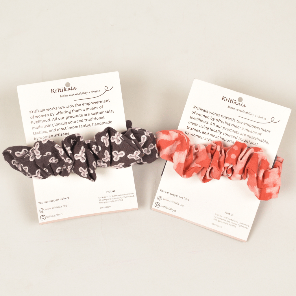 Brown & Orange Kalamkari Scrunchies