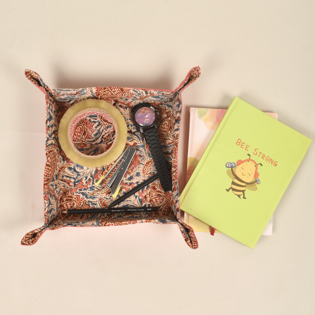 Pink Kalamkari Stationery Tray