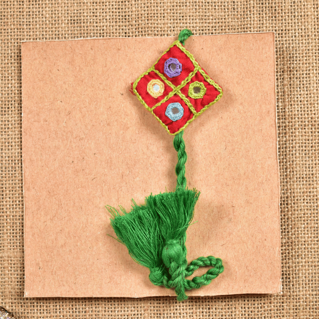 Red Embroidery Handloom Rakhi