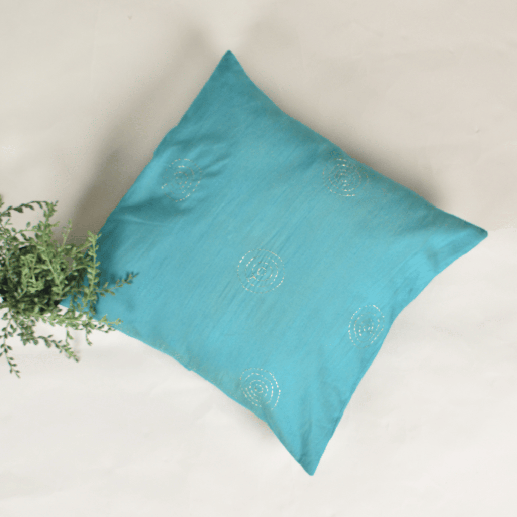 Sky Blue embroidery cushion cover
