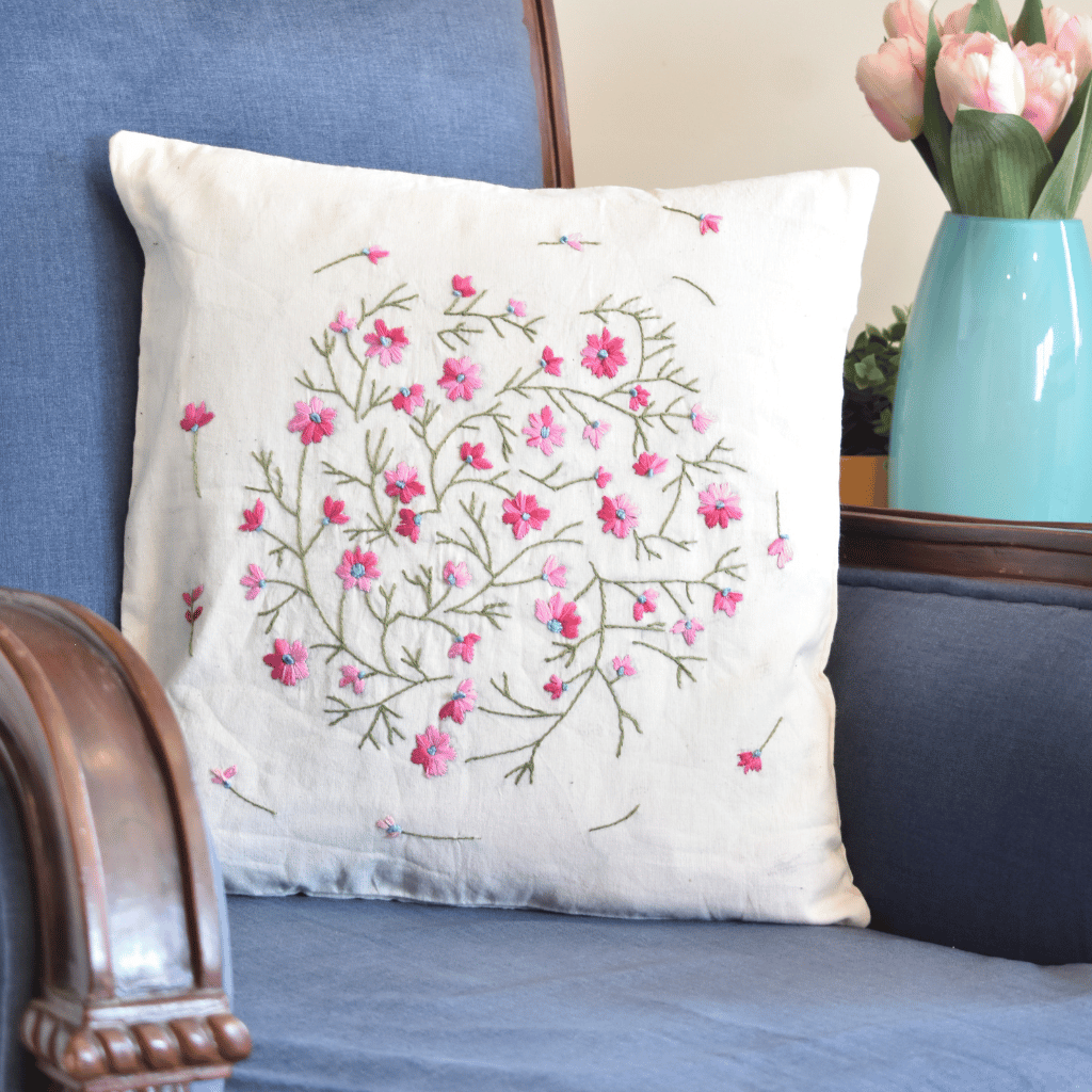 Black embroidery cotton cushion cover