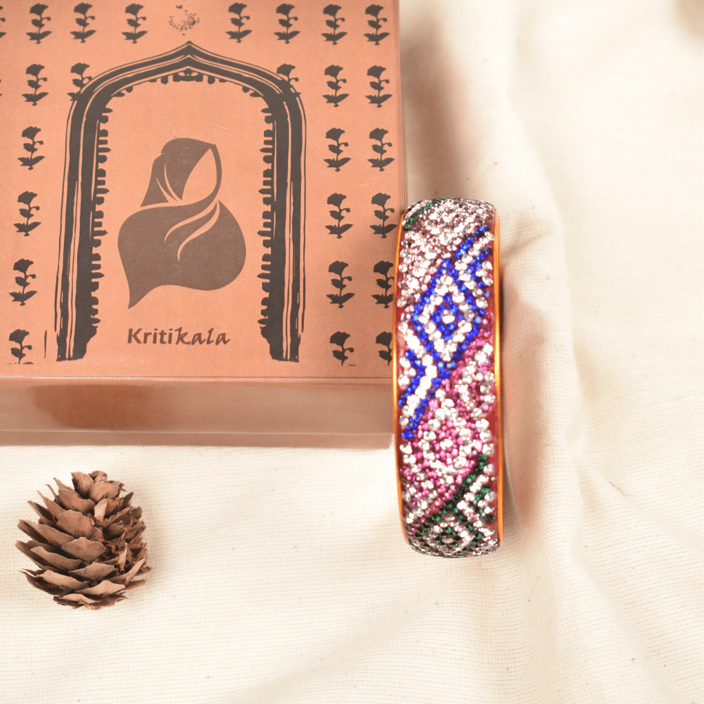 Blue & pink 9 line stoned lac bangle - Hyderabad