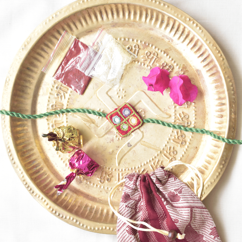 Red Embroidery Handloom Rakhi
