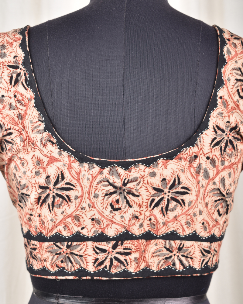Brown kalamkari embroidered blouse