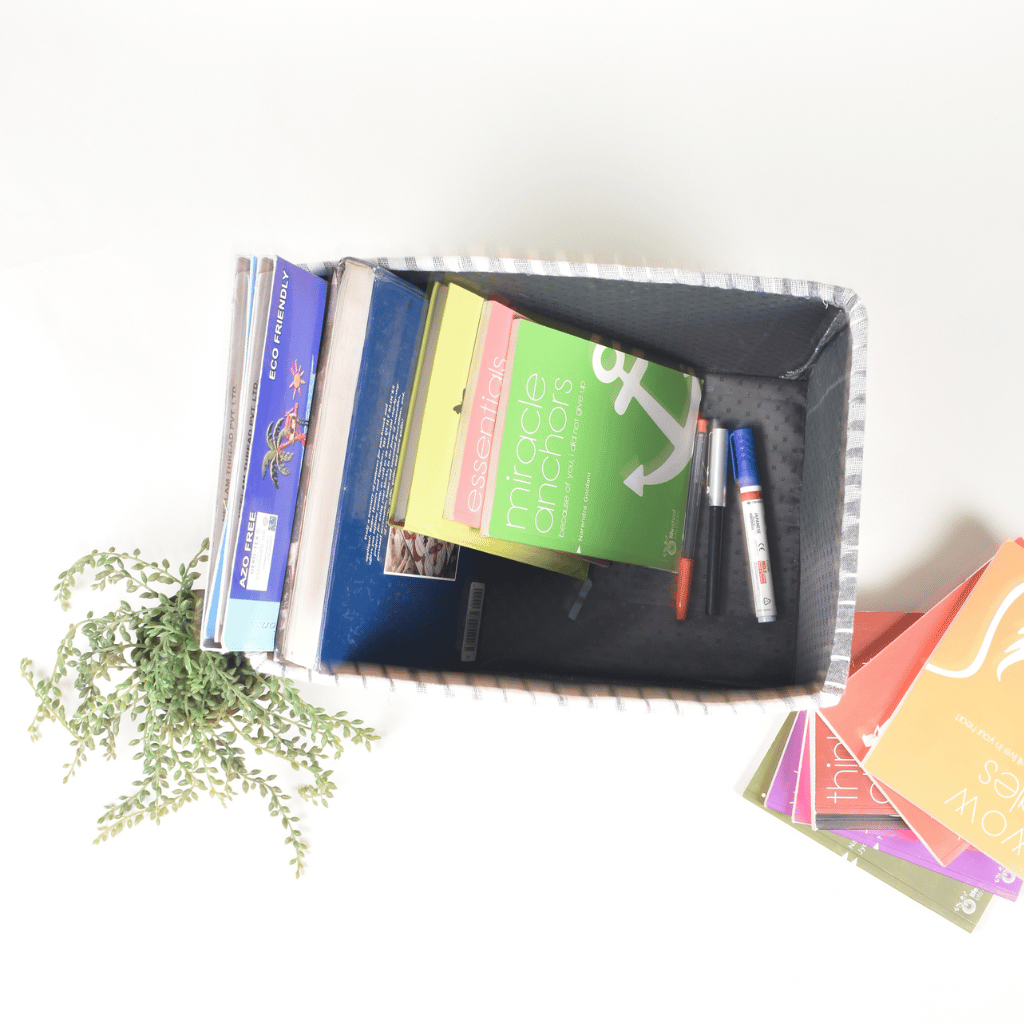 Grey Ikat Foldable Stationery Organiser - inside