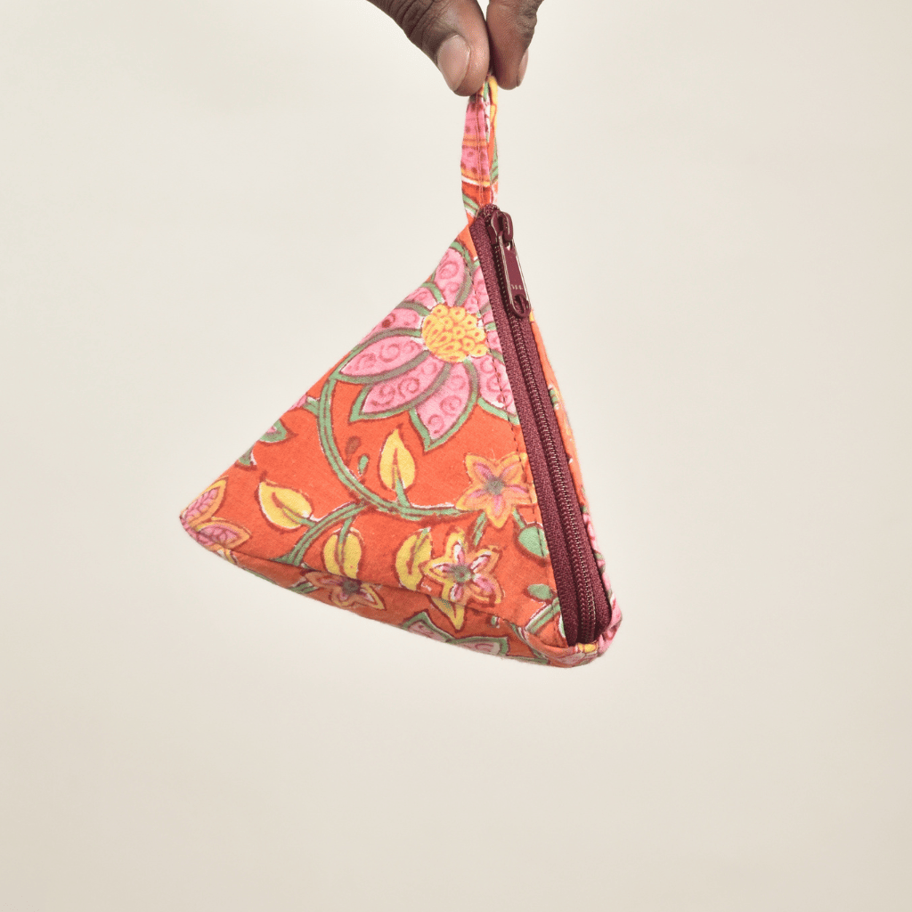 Orange Kalamkari Small Coin Purse