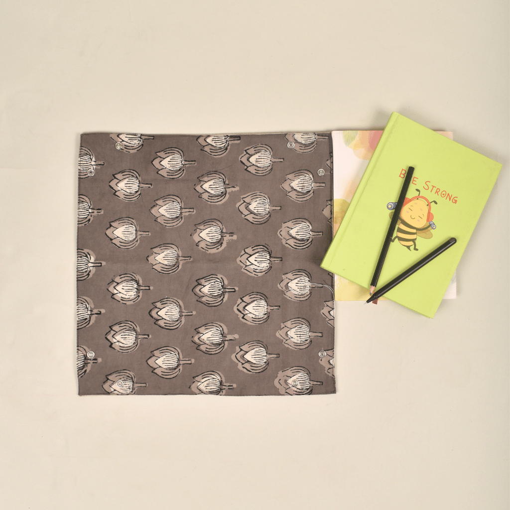 Grey Kalamkari Stationery Tray - flat