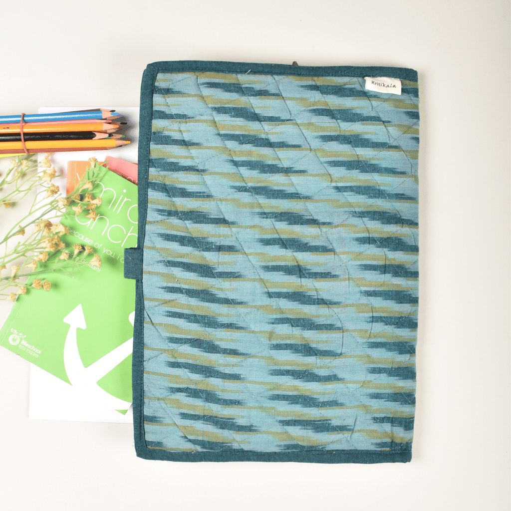 Green Ikat cotton file folder