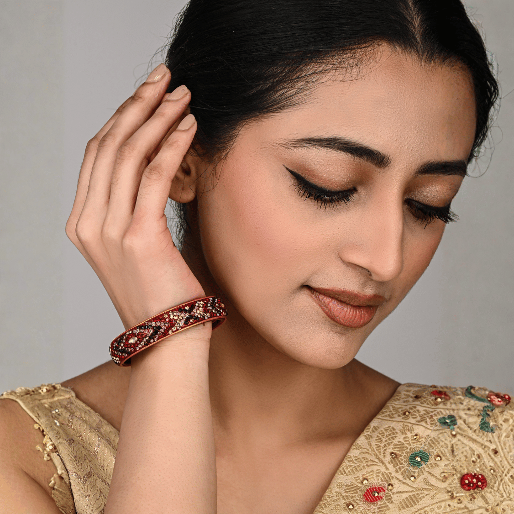 Pair of Broad Lac bangles in Maroon & Pink Tones