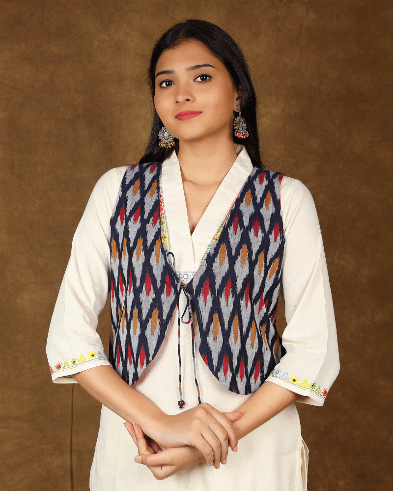 Short Reversible Jacket in Blue - front