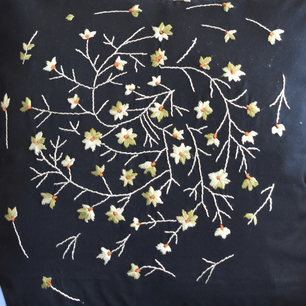 Black embroidery cotton cushion cover - embroidery