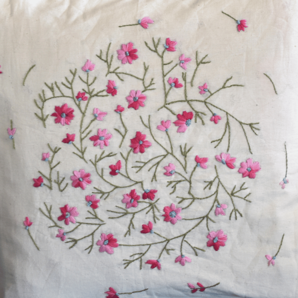 Black embroidery cotton cushion cover - embroidery