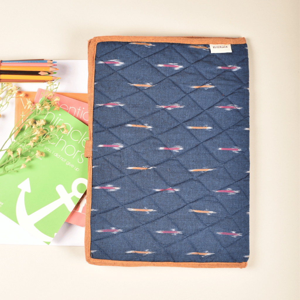 Blue Ikat cotton file folder