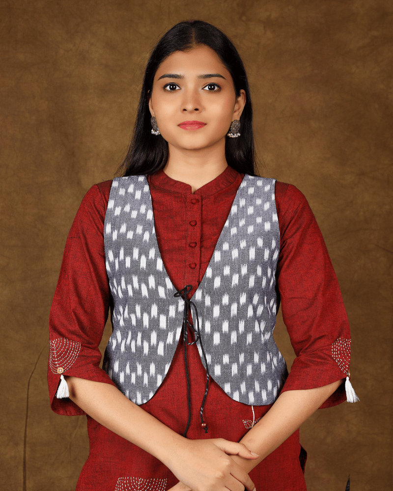 Short Reversible Jacket in Grey - Front