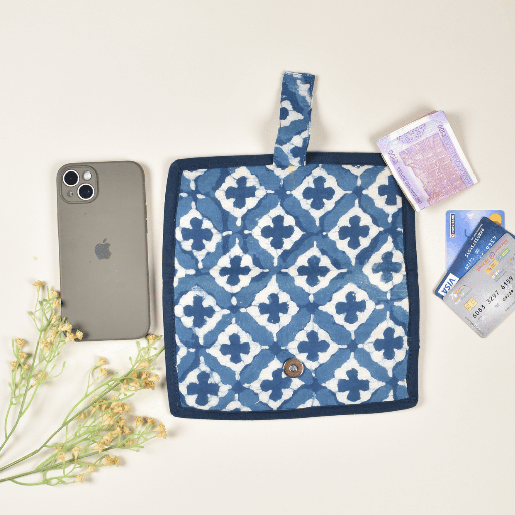 Jute ladies wallet in indigo blue