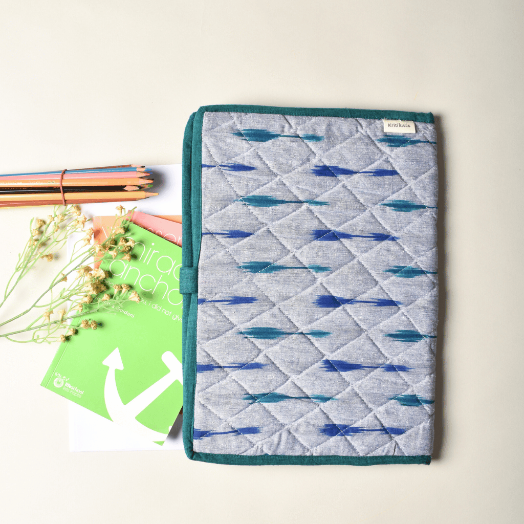 Grey Ikat cotton file folder