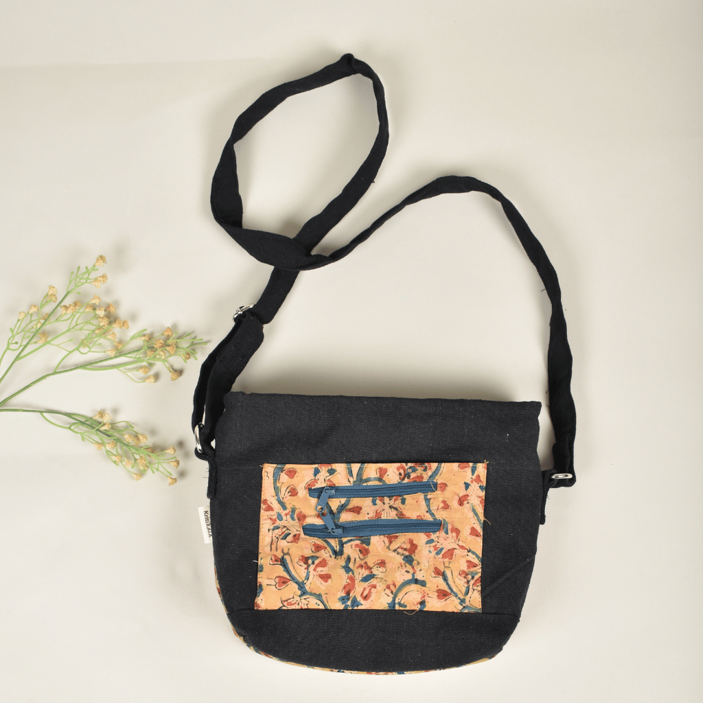 Yellow Multi pocket canvas sling bag - pockets