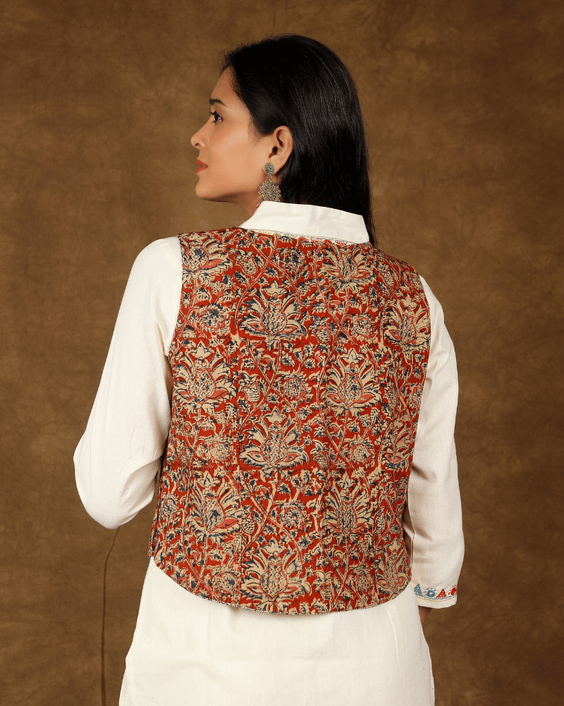 Short Reversible Jacket in Red - Back