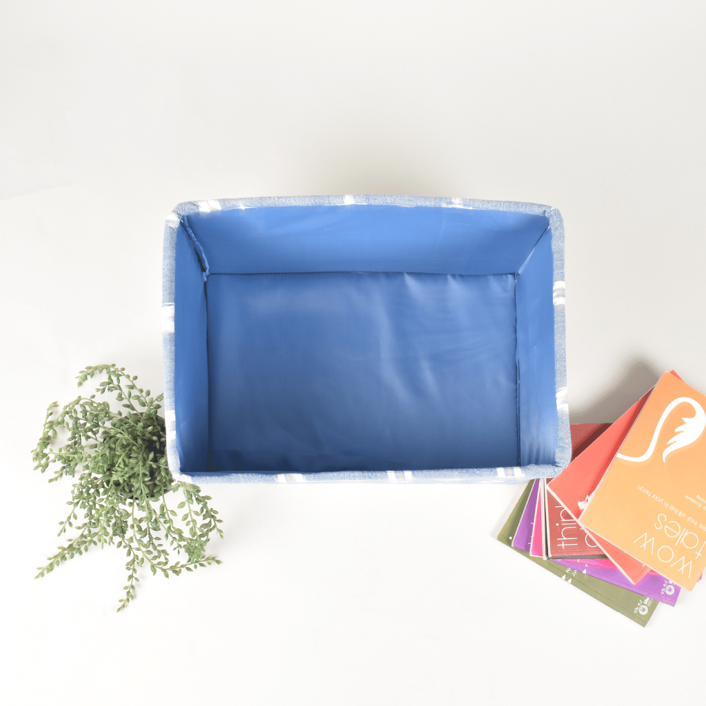 Blue Ikat Foldable Stationery Organiser - inside