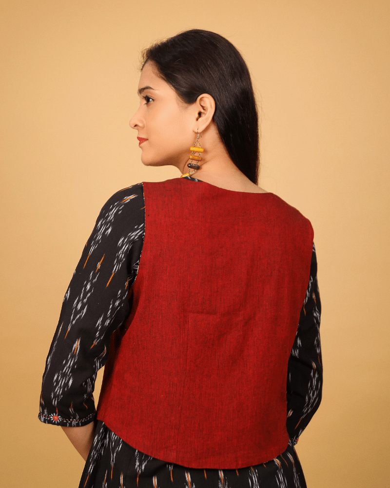 Short Reversible Jacket in Maroon - back