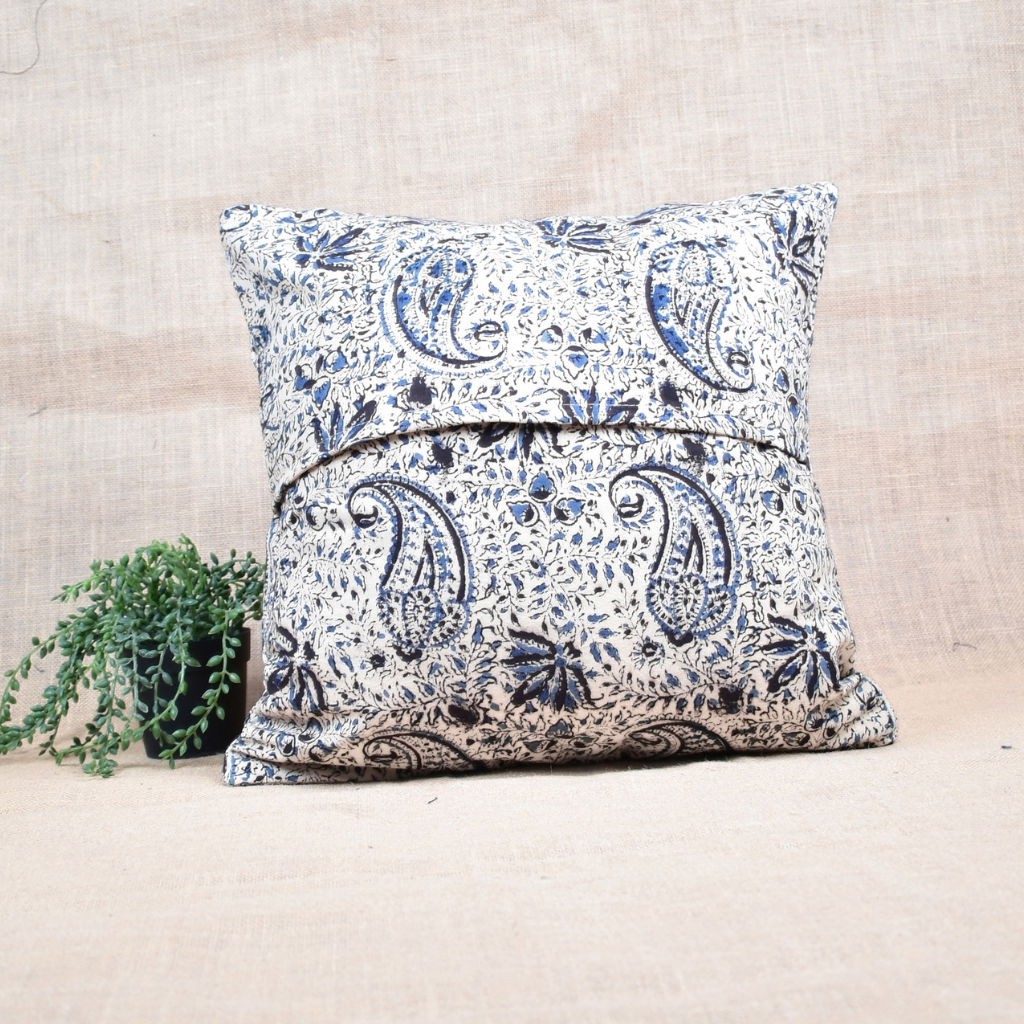 Pink Embroidered with Black kalamkari Cushion Cover