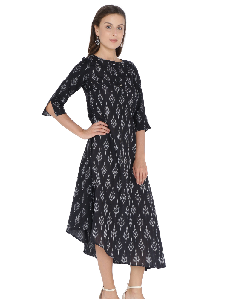 ASSYMETRIC BLACK IKAT DRESS