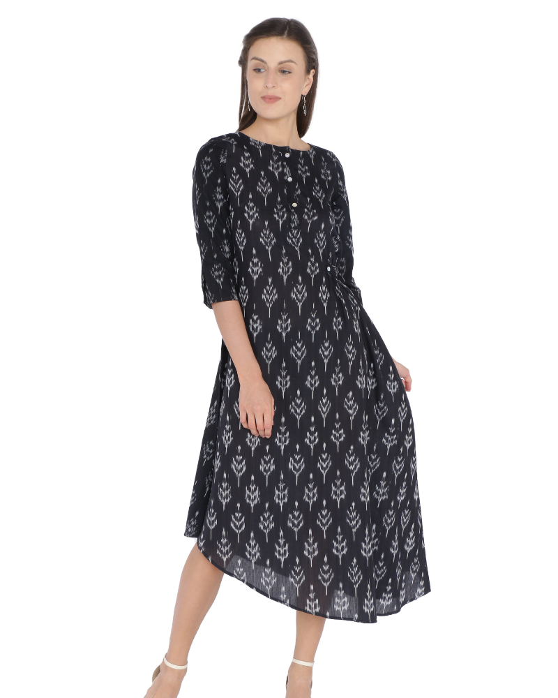 ASSYMETRIC BLACK IKAT DRESS