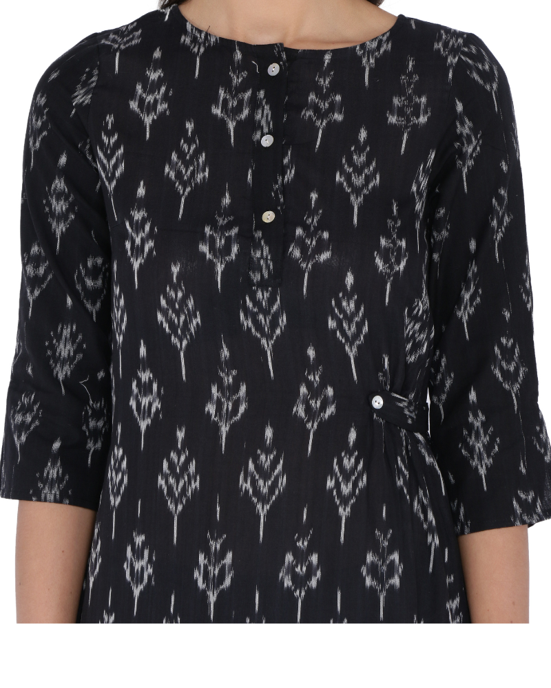 ASSYMETRIC BLACK IKAT DRESS