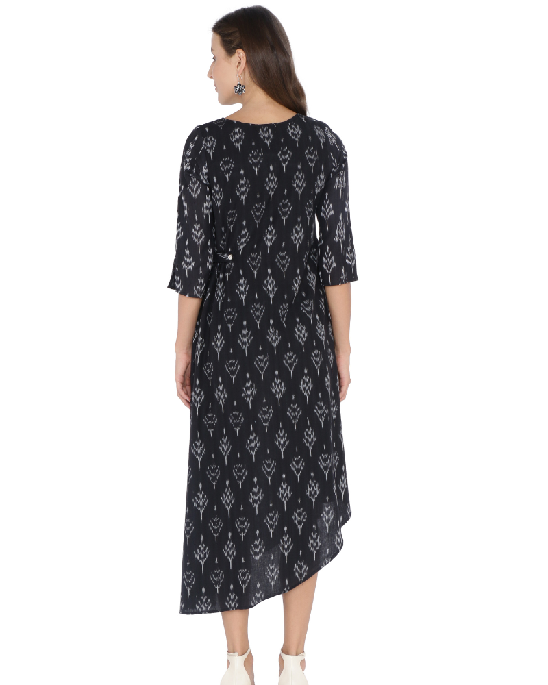 ASSYMETRIC BLACK IKAT DRESS