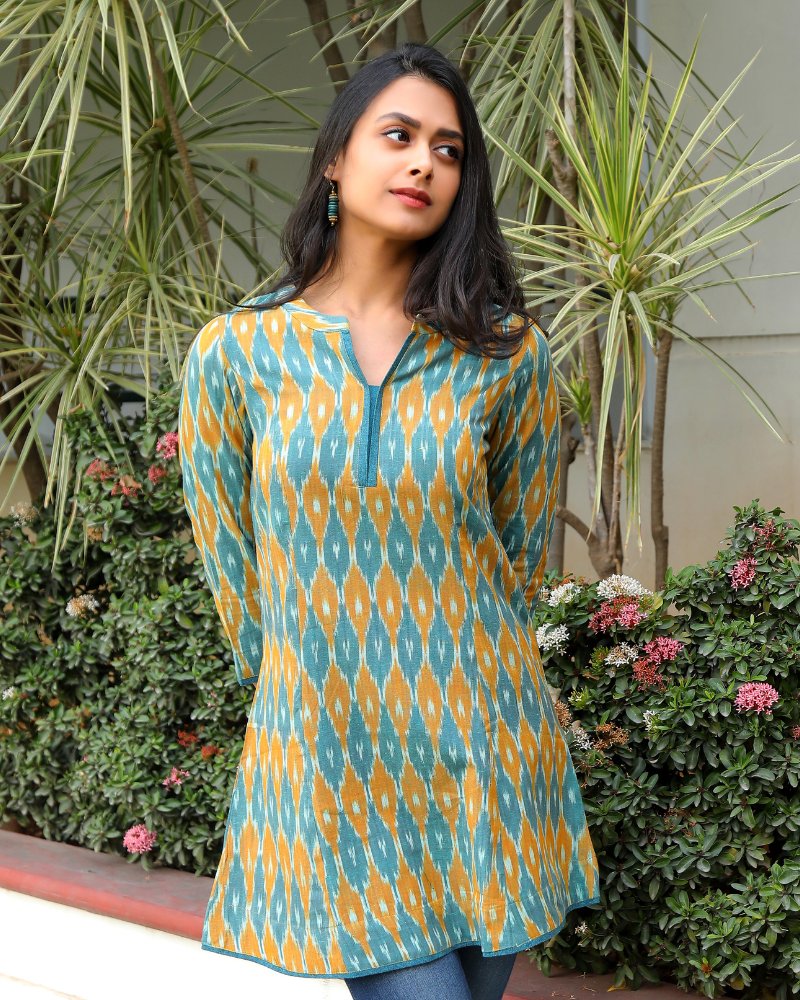 BLUE IKAT SHORT TUNIC