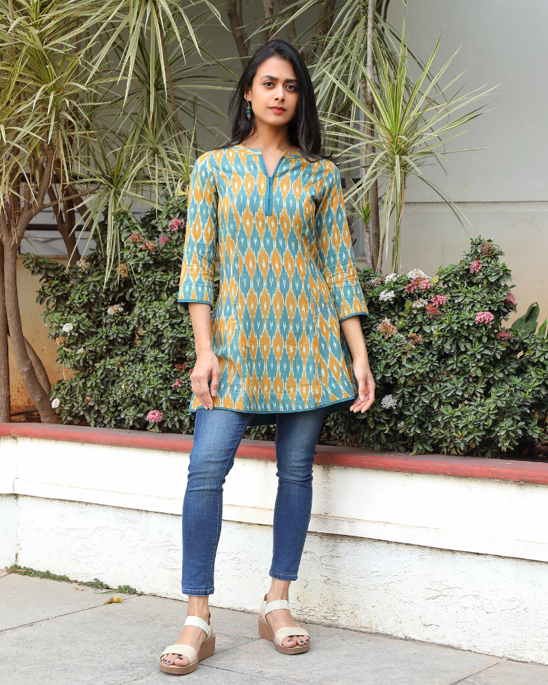 BLUE IKAT SHORT TUNIC