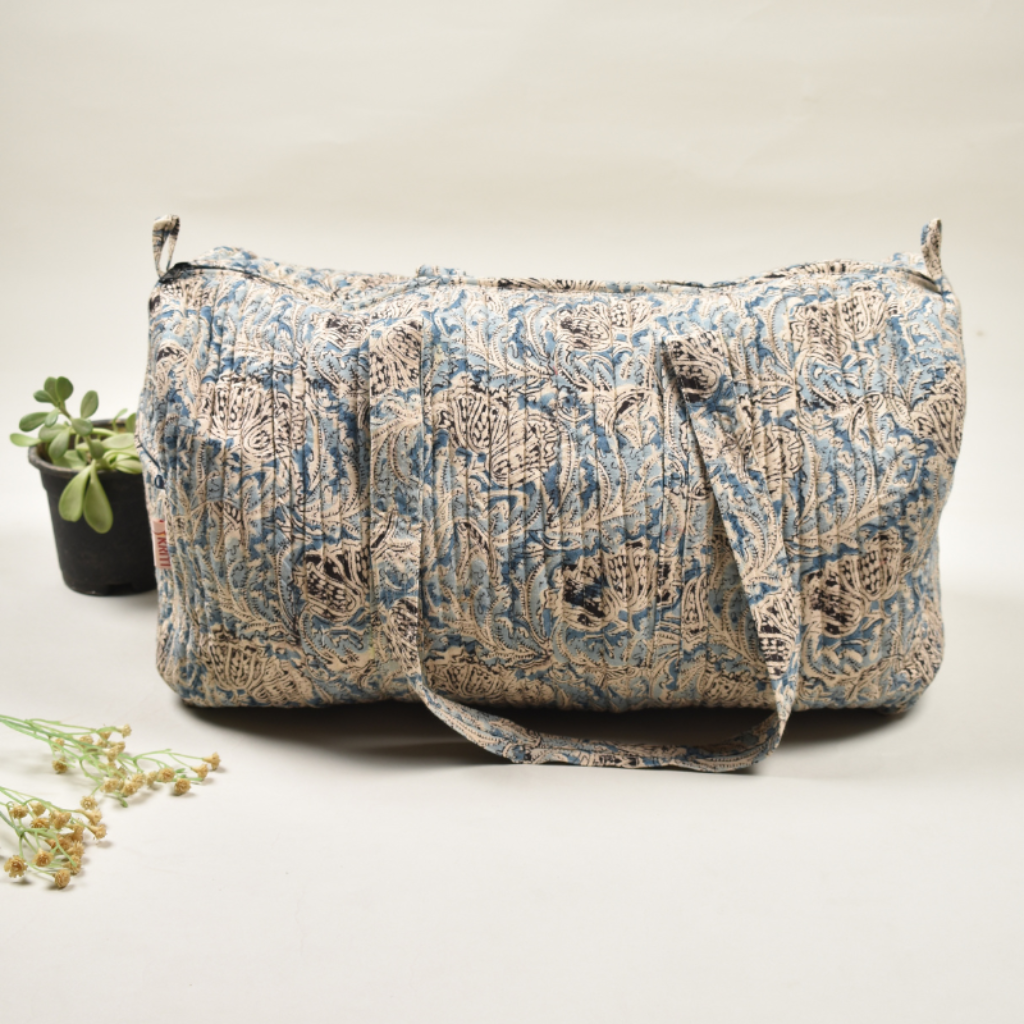 BLUE KALAMKARI DUFFLE BAG