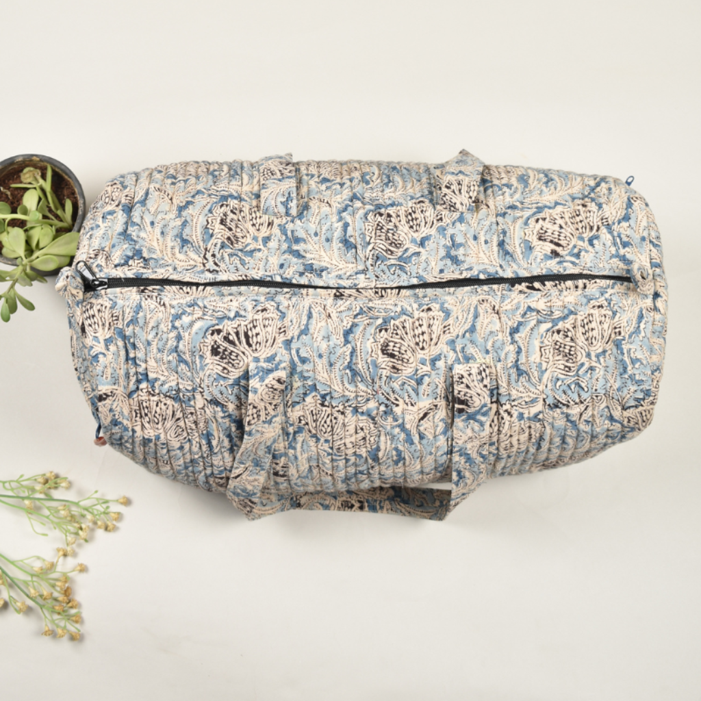 BLUE KALAMKARI DUFFLE BAG