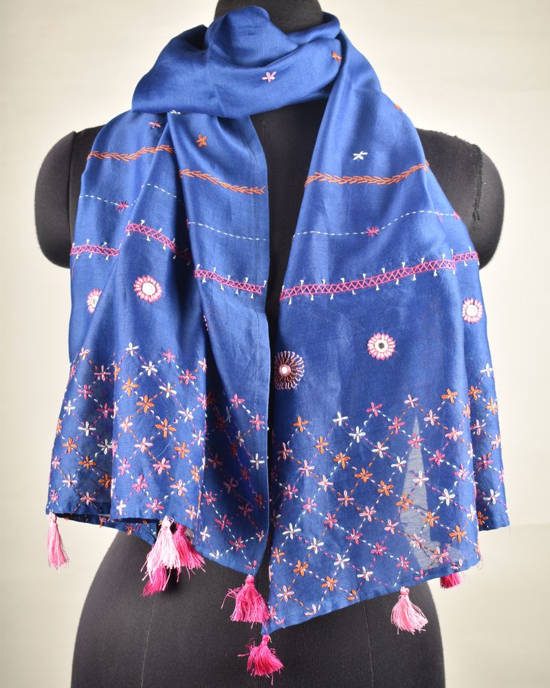 Indigo Blue Banjara Hand Embroidery Stoles