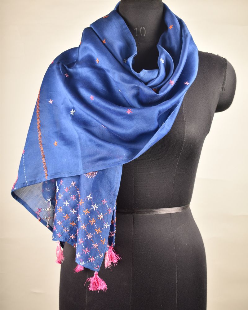Indigo Blue Banjara Hand Embroidery Stoles