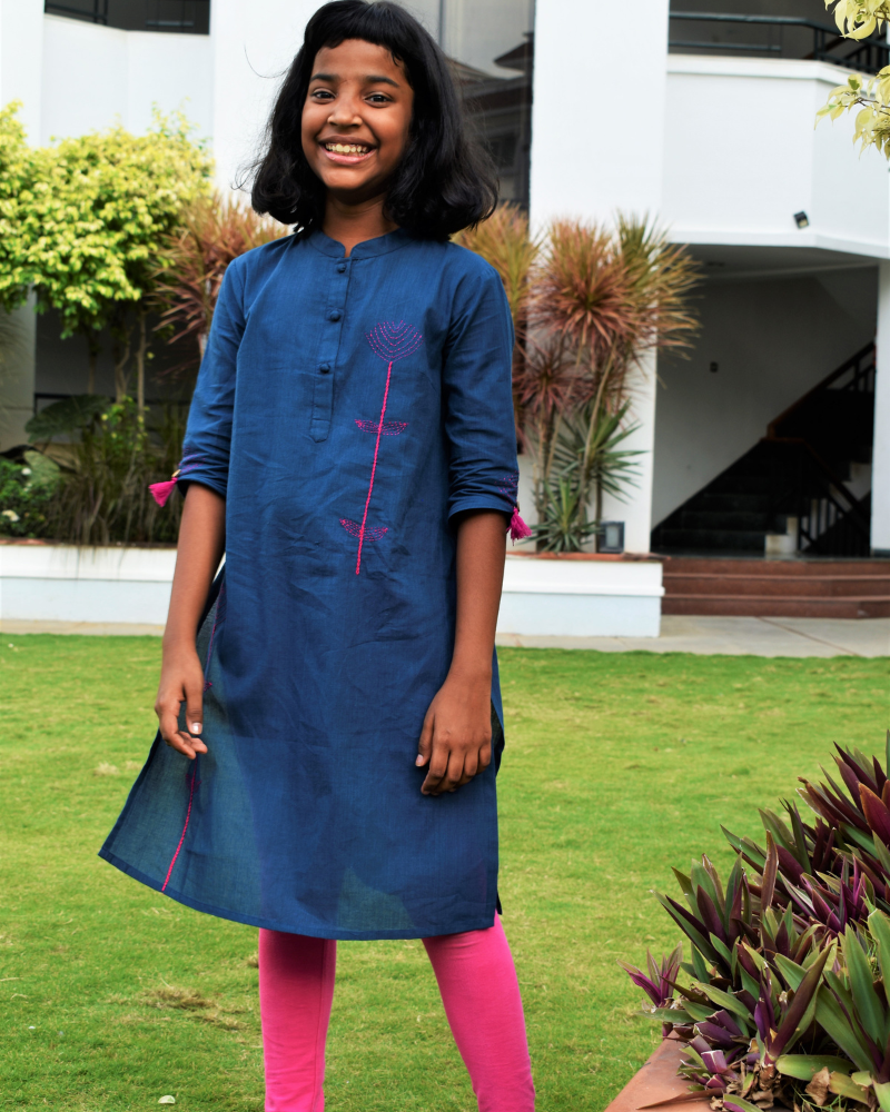 Buy Girls Blue Kurta from Kritikala