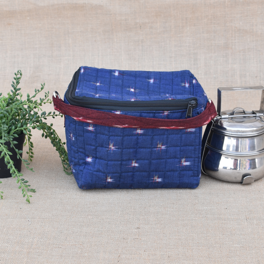 Blue ikat lunch bag