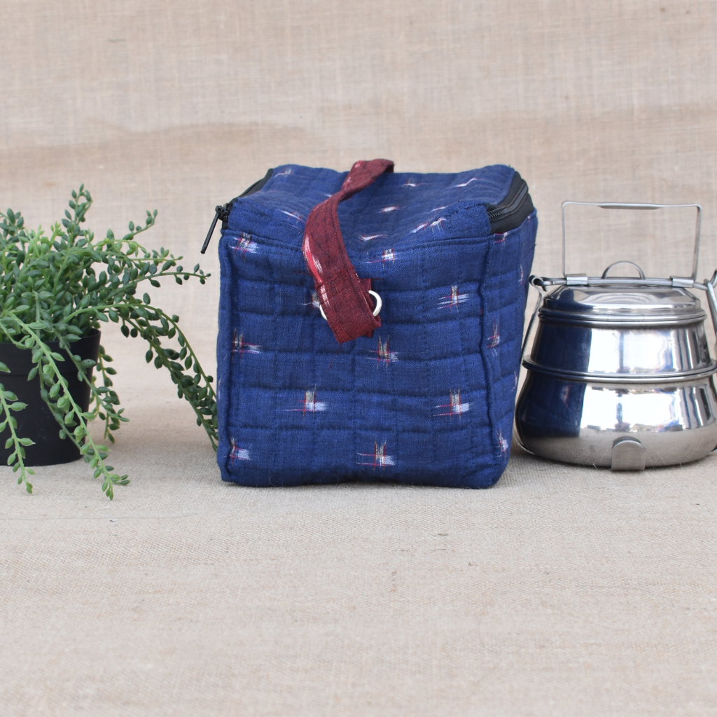 Blue ikat lunch bag